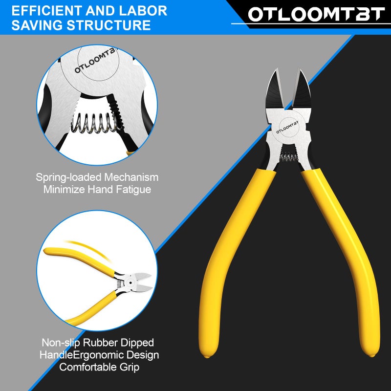 OTLOOMTBT 6-In and 5-In 2 PCS Ultra Sharp Compact Wire Cutters with Long Flat Nose Pliers Ideal for Cutting Crafts  Flowers  Plastics  Appliances and Any Clean Cutting Needs Powerful Wire Cutter - Image 4
